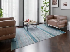 OCI Moderner Webteppich blau