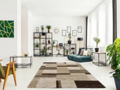 OCI Moderner Webteppich braunweiß