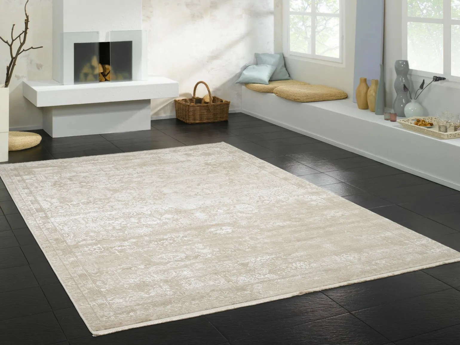 OCI Moderner Webteppich braunweiß