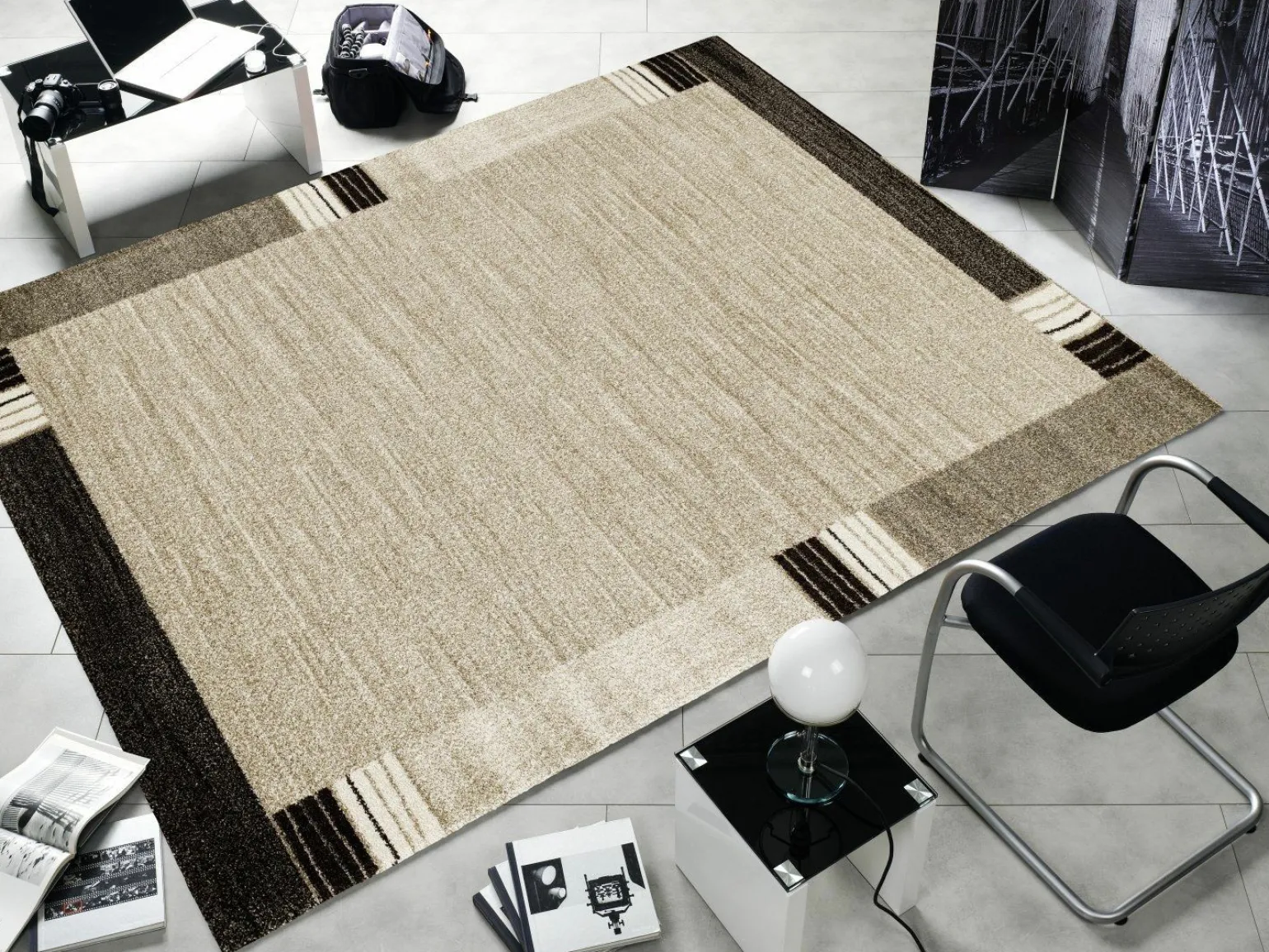 OCI Webteppich Modern braunweiß