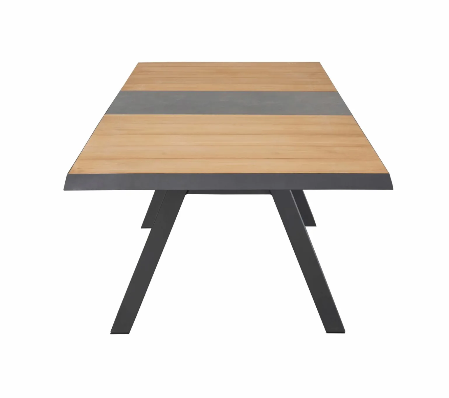 OUTDOOR Ausziehtisch Keramik/Teak braungrau