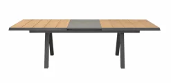 OUTDOOR Ausziehtisch Keramik/Teak braungrau