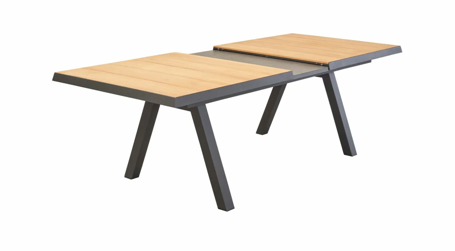 OUTDOOR Ausziehtisch Keramik/Teak braungrau