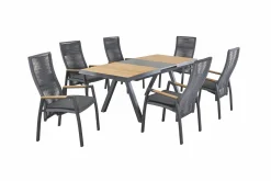 OUTDOOR Ausziehtisch Keramik/Teak braungrau