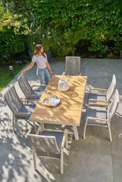 OUTDOOR Ausziehtisch Teakplatte Garten braungrau