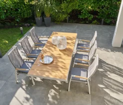 OUTDOOR Ausziehtisch Teakplatte Garten braungrau