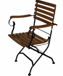 OUTDOOR Garten-Klappstuhl m. Armlehnen schwarzbeige