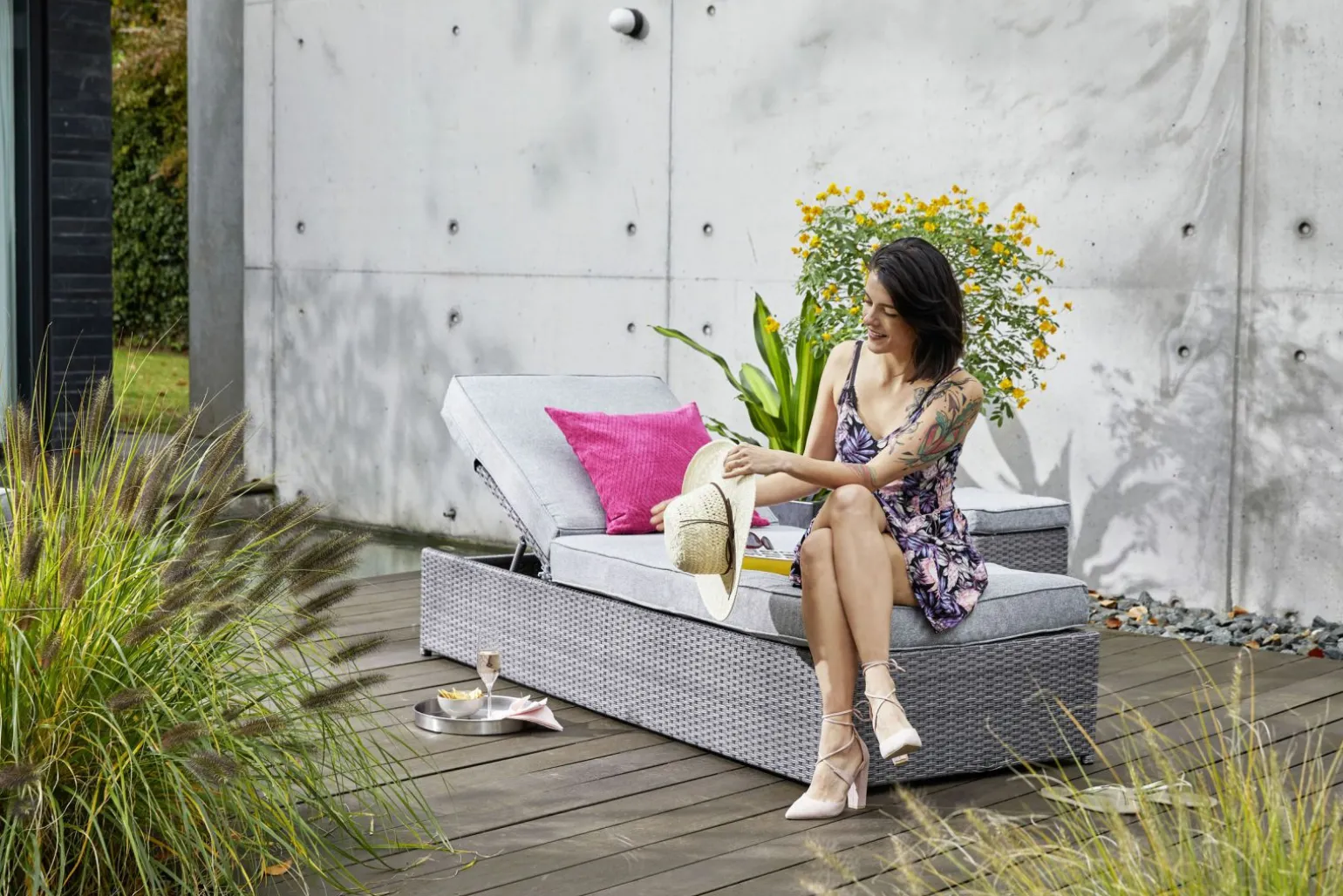 OUTDOOR Gartenliege Einzelelement grau