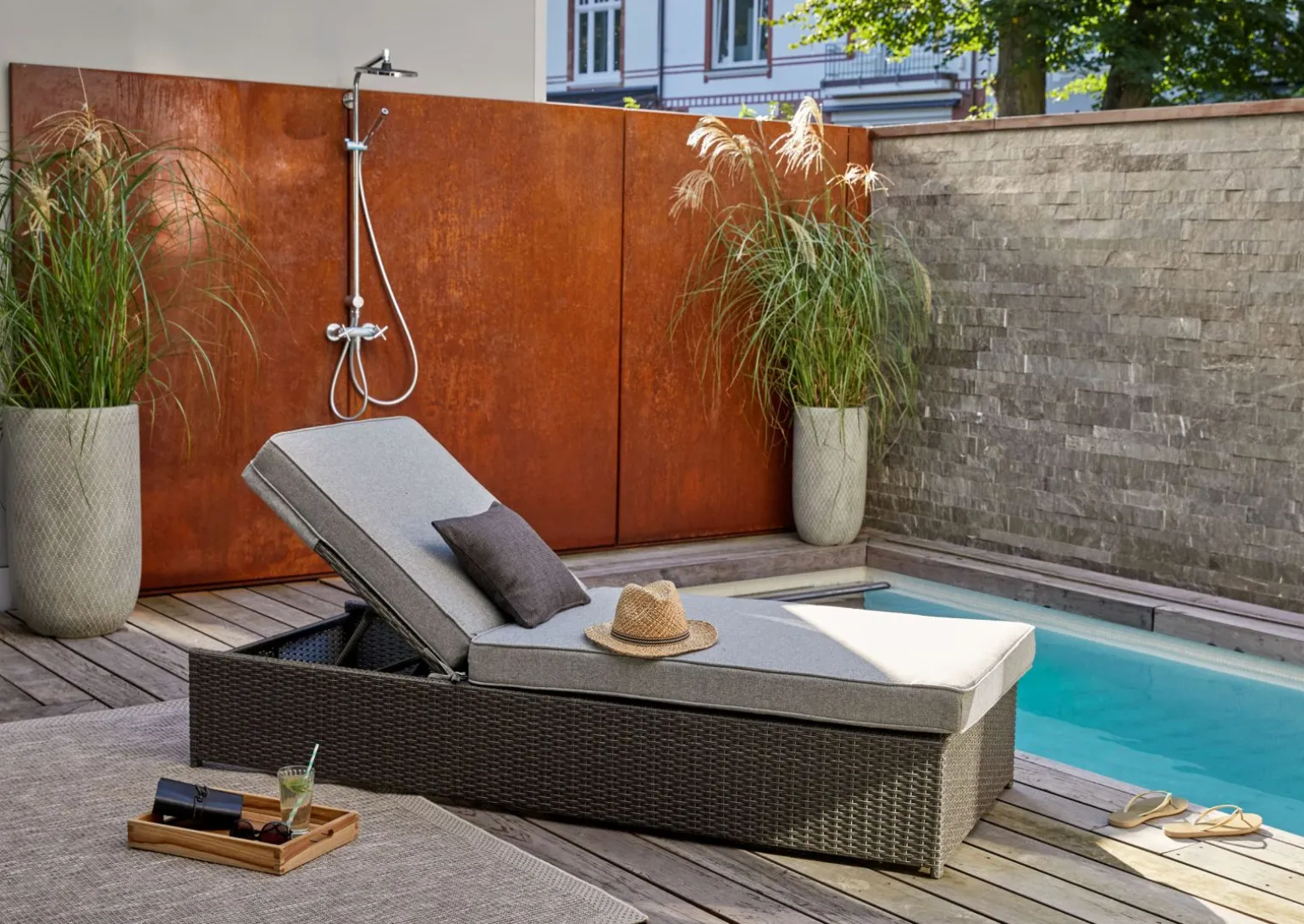 OUTDOOR Gartenliege Einzelelement grau