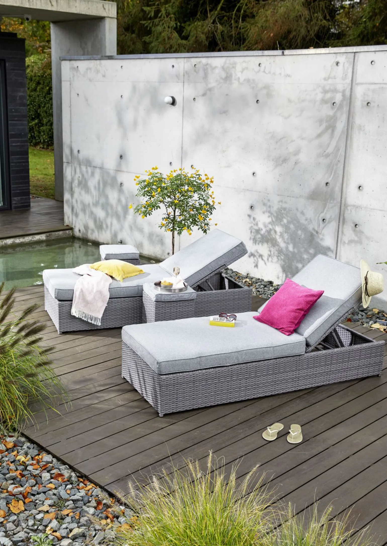 OUTDOOR Gartenliege Einzelelement grau