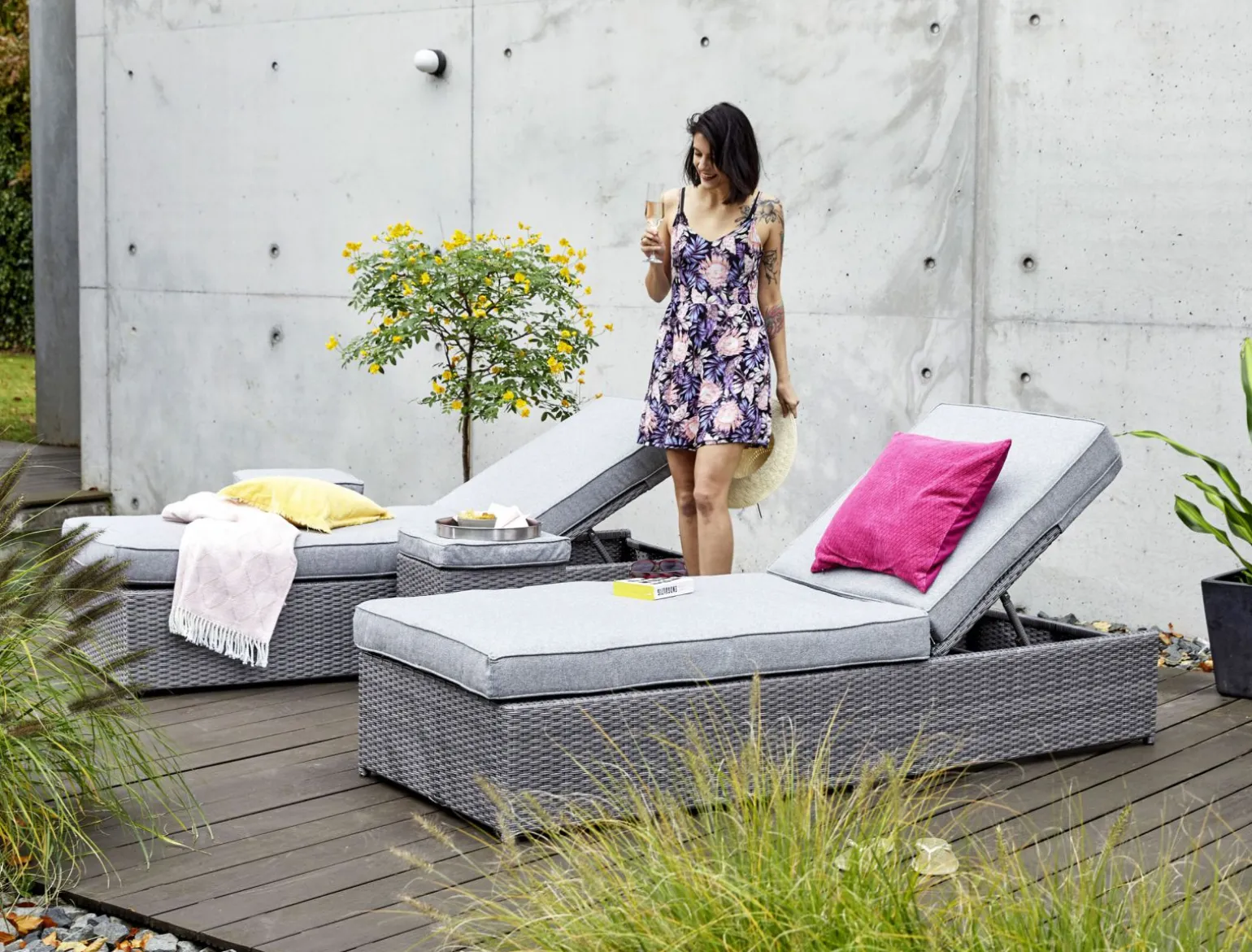 OUTDOOR Gartenliege Einzelelement grau