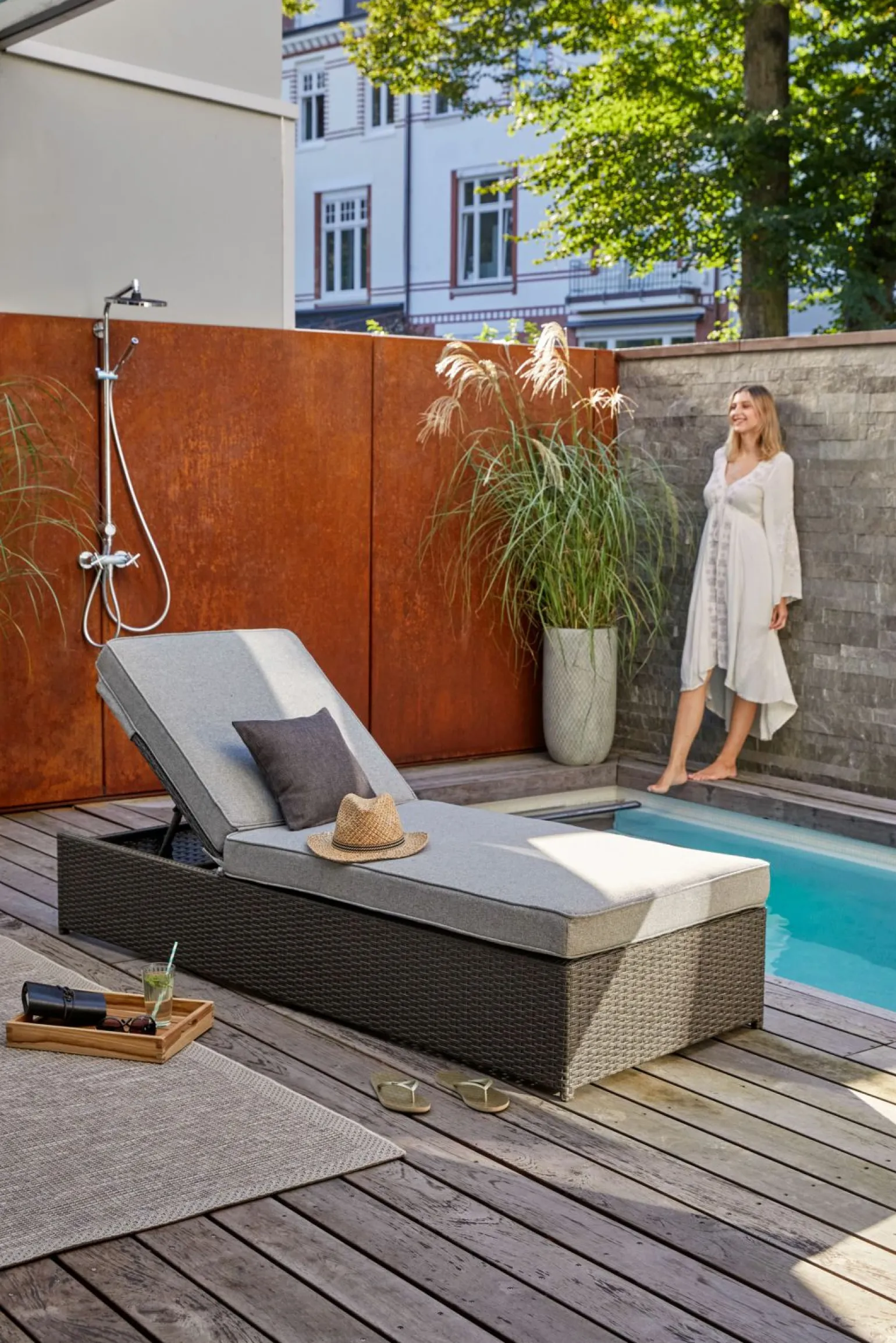 OUTDOOR Gartenliege Einzelelement grau