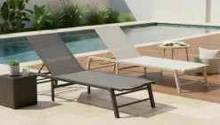 OUTDOOR Gartenliege Klappbar silberfarbenbraungrau