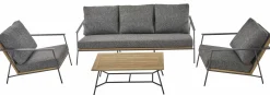 OUTDOOR Gartenlounge 4-tlg. schwarzgraubraun
