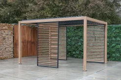 OUTDOOR Gartenpavillon 3x4 m Teakoptik schwarzgrau