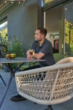 OUTDOOR Gartensessel drehbar Rope beigegrau