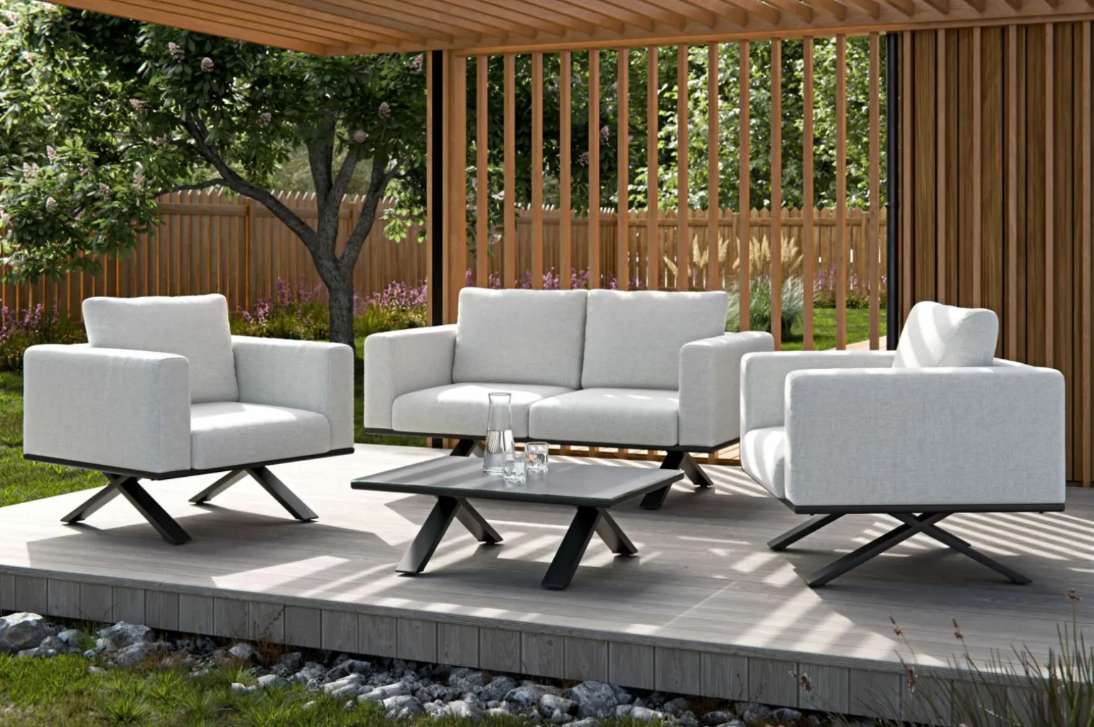 OUTDOOR Gartensofa grauweiß