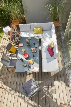 OUTDOOR Gartensofa Klappfunkt. links grau