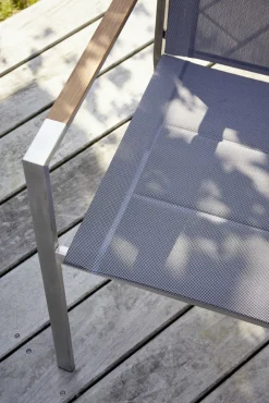 OUTDOOR Gartenstuhl Edelstahl/Teak grau