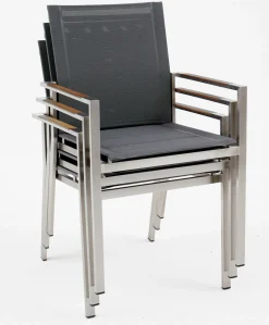 OUTDOOR Gartenstuhl Edelstahl/Teak grau