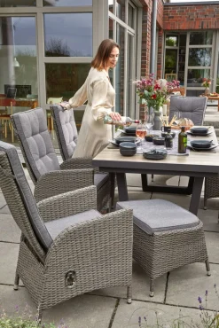 OUTDOOR Gartentisch ausziehbar Keramik braun