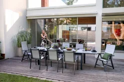 OUTDOOR Gartentisch ausziehbar 3D Glas grau