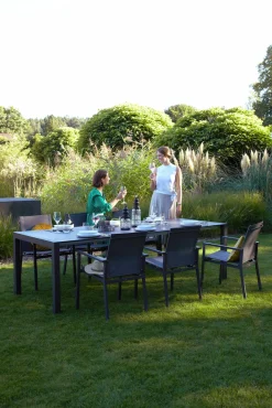 OUTDOOR Gartentisch ausziehbar HPL grausilberfarben