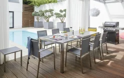 OUTDOOR Gartentisch ausziehbar HPL grausilberfarben