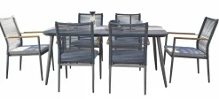 OUTDOOR Garten-Tischgruppe 7-teilig grau