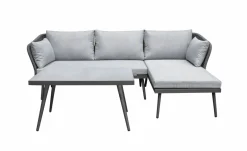 OUTDOOR Lounge-Set 3 tlg. grau
