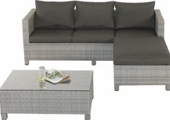 OUTDOOR Lounge-Set Polyrattan grau