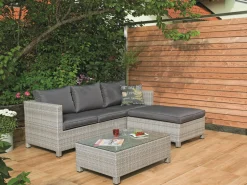 OUTDOOR Lounge-Set Polyrattan grau