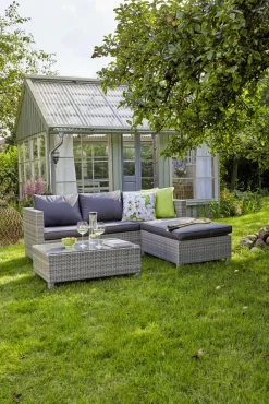 OUTDOOR Lounge-Set Polyrattan grau