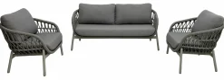 OUTDOOR Rope Garten Lounge Set 3 tlg. braungrau