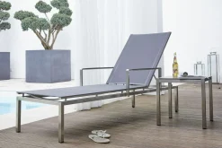 OUTDOOR Sonnenliege Garten Edelstahl grausilberfarben