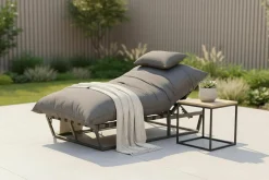 OUTDOOR Sonnenliege mit Cover grau