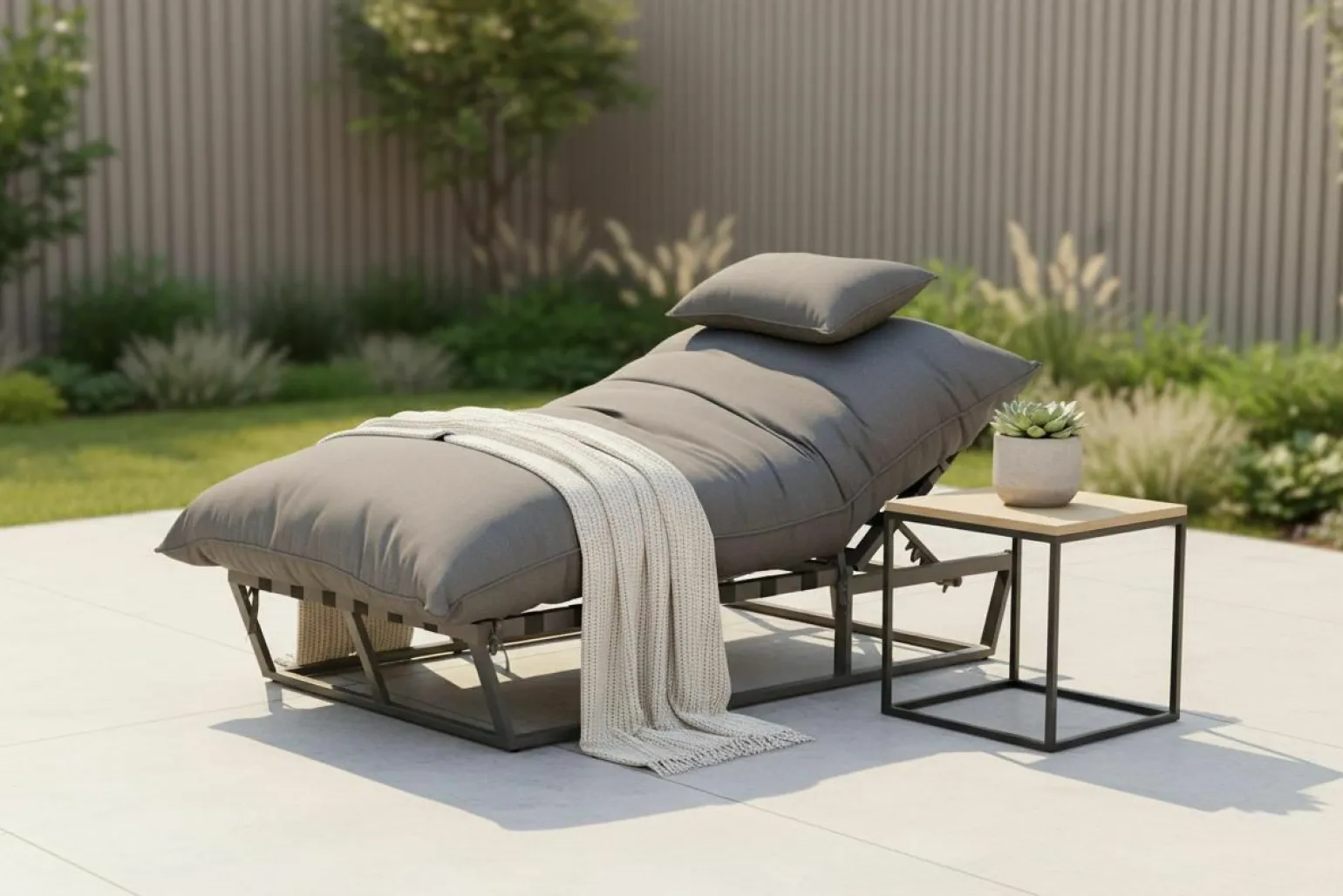 OUTDOOR Sonnenliege mit Cover grau