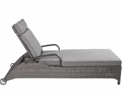 OUTDOOR Sonnenliege rollbar Polyrattan grau