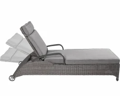 OUTDOOR Sonnenliege rollbar Polyrattan grau