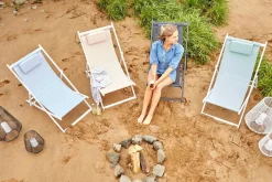 OUTDOOR Strandstuhl blauweiß