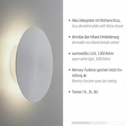 Paul Neuhaus LED-Akku-Wandleuchte silberfarben