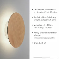 Paul Neuhaus LED-Akku-Wandleuchte braun