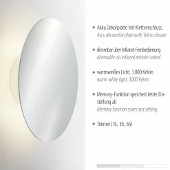 Paul Neuhaus LED-Akku-Wandleuchte silberfarben