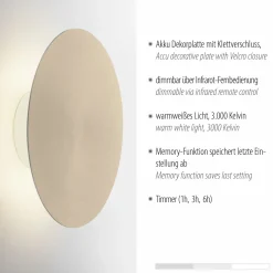 Paul Neuhaus LED-Akku-Wandleuchte goldfarben