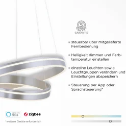 Paul Neuhaus LED-Pendelleuchte 2flg silberfarben
