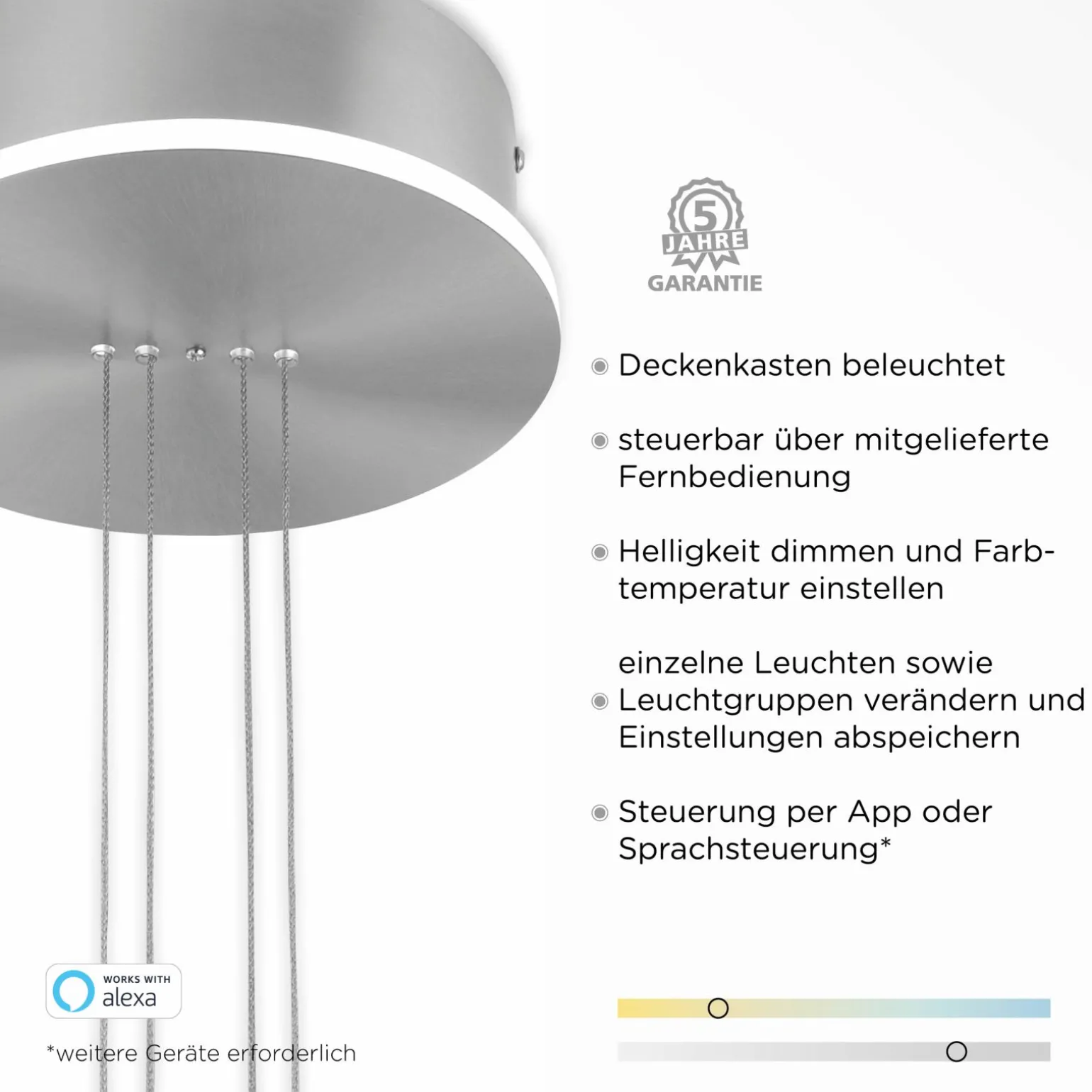 Paul Neuhaus LED-Pendelleuchte 2flg silberfarben