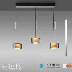 Paul Neuhaus LED-Pendelleuchte 3flg schwarz