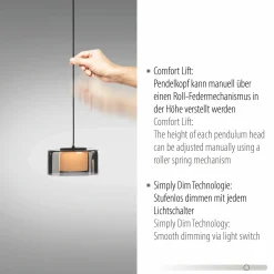 Paul Neuhaus LED-Pendelleuchte 3flg schwarz