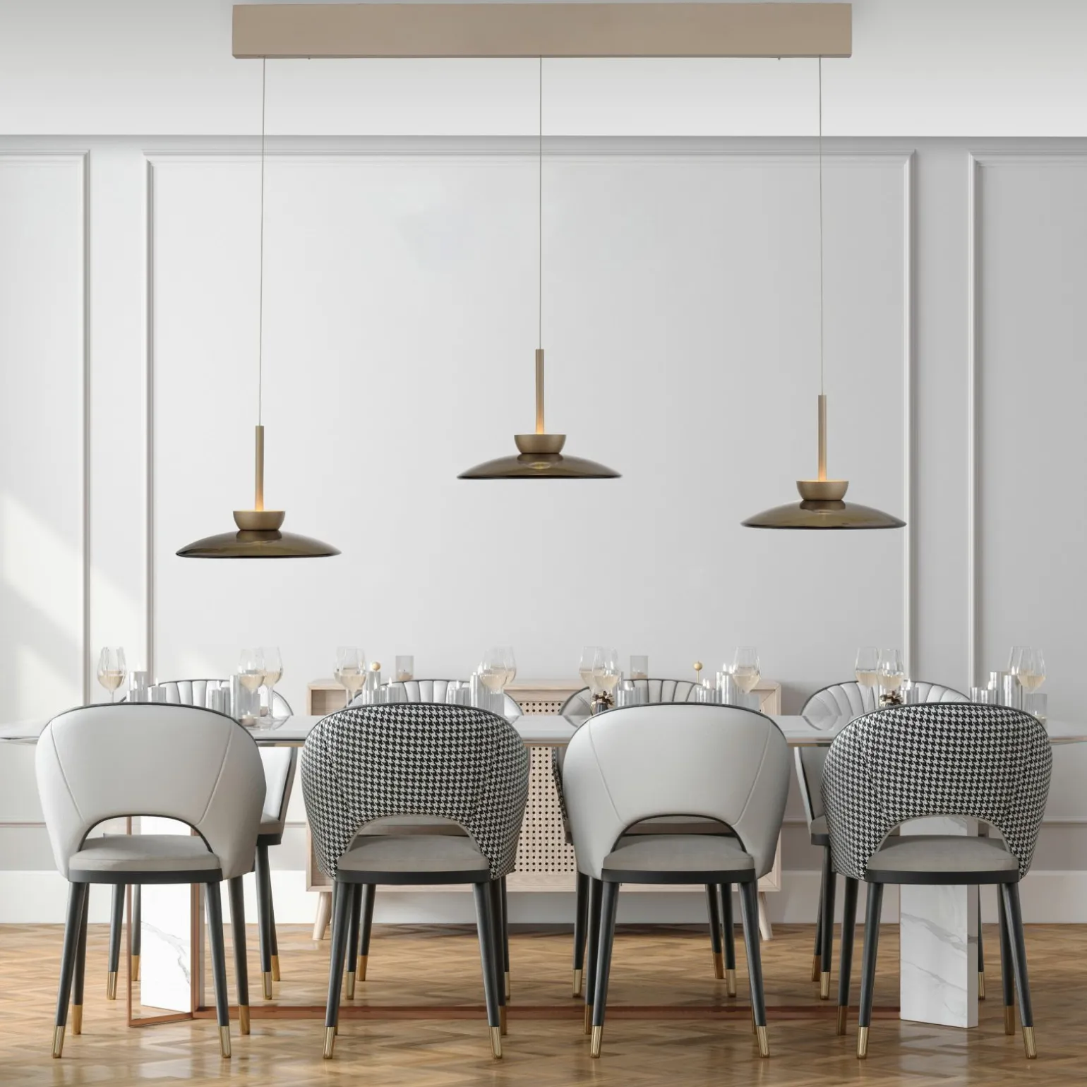 Paul Neuhaus LED-Pendelleuchte 6flg braun