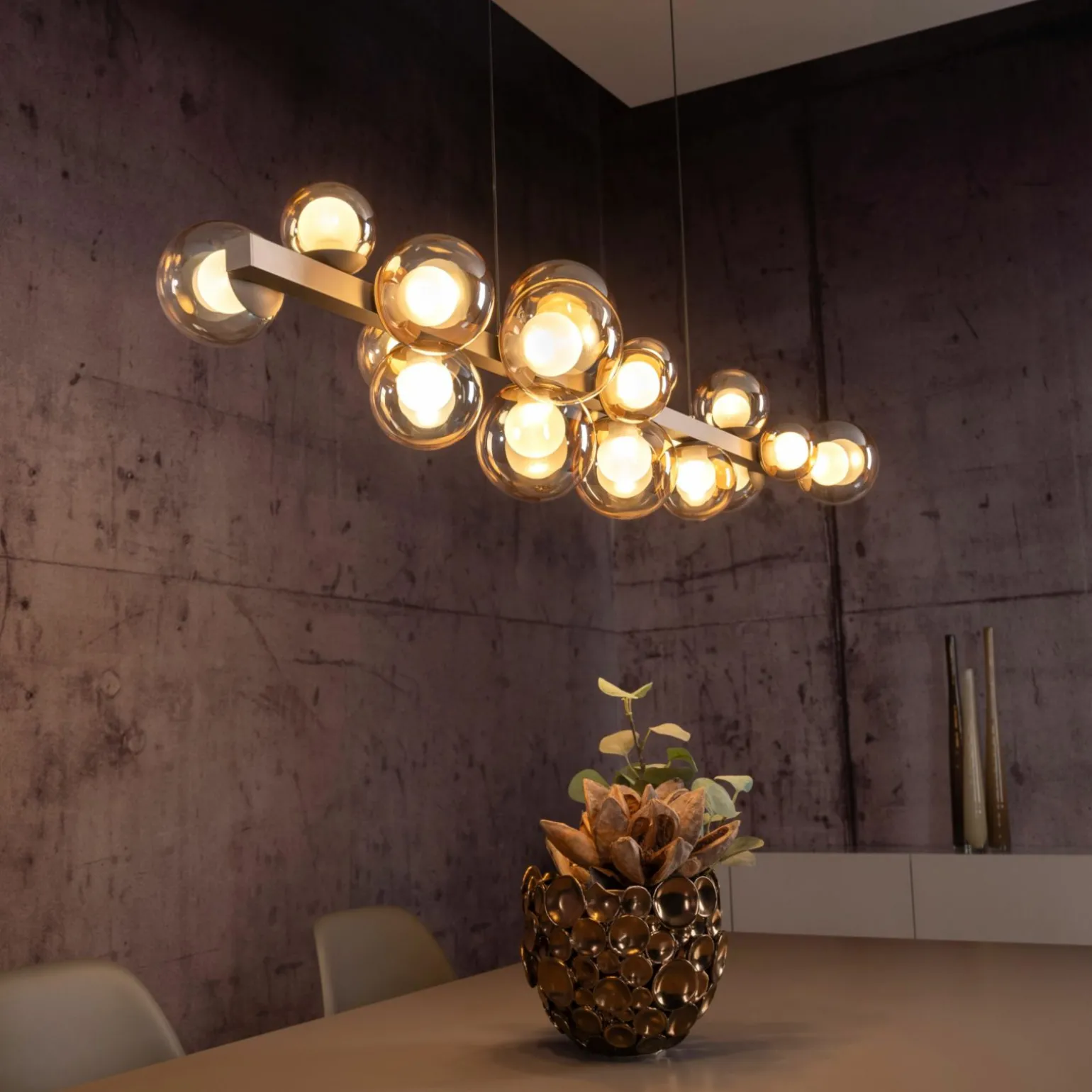 Paul Neuhaus LED-Pendelleuchte 18flg braun